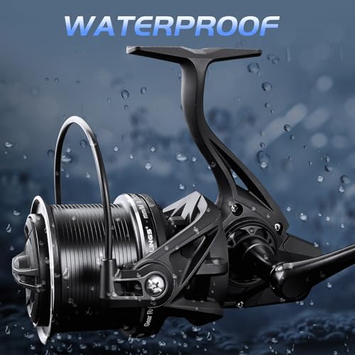 BILLINGS Saltwater Spinning Reel,Up to 44LBs Max Drag Big Game Surf Fishing Reels,4.8:1 Gear Ratio,with CNC Aluminum Spool,Heavy Long Casting Offshore and Inshore Saltwater Surf Fishing Reels