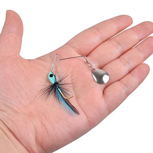 Spinner Baits Fishing Lures for Trout Crappie Panfish, Mini Rooster Baits Tail Spinner Lures Trout Spinnerbaits Swim Jigs for Bass Crappie Panfish Perch Bluegill