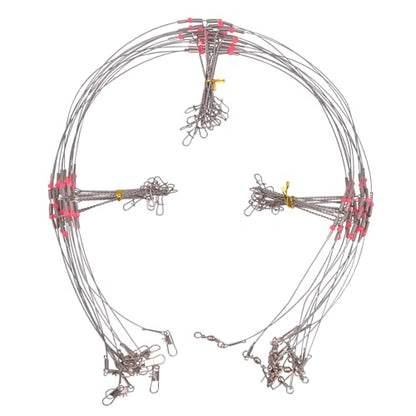 Fishing Leader Saltwater Freshwater,Stainless Steel Fish Rig with Swivel Snap Beads Connector Lure Bait and Hooks Fish Trace Lure Steel Wire Fishing Tackle Kit - color: 3arm 24pack