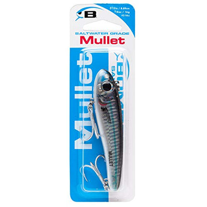 Bomber Lures Mullet Slow-Sinking Twitch / Walking Saltwater Fishing Lure - Excellent for Speckled Trout, Redfish, Stripers and More, 3 1/2 Inch, 5/8 Ounce - color: Silver Mullet