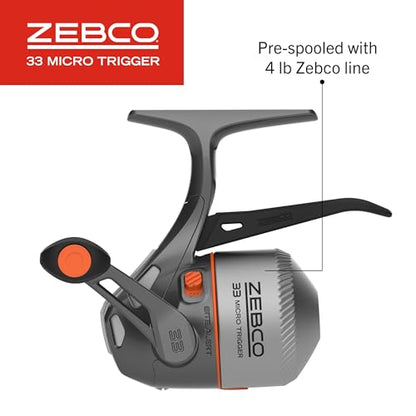 Zebco 33 Micro Trigger Spincast Reel and Fishing Rod Combo, 6-Foot 6-Inch 2-Piece Telescopic Rod, Ultra-Lt Power, Mod Action, Size 10 Reel, 4.3:1 Gear Ratio, 23-Piece Mr. Crappie Tackle Kit, Silver