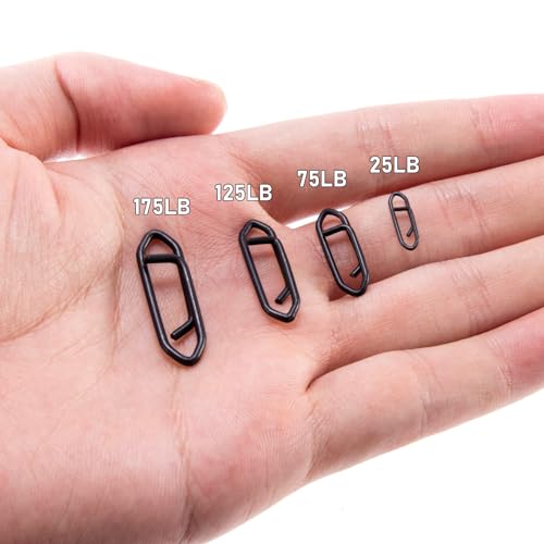 Dr.Fish Fishing Power Clips Stealth Stainless Steel Speed Lure Clips Quick Change Fishing Snap Connector Saltwater Freshwater Terminal Tackle - size: M-75LB-0.8"
