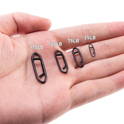 Dr.Fish Fishing Power Clips Stealth Stainless Steel Speed Lure Clips Quick Change Fishing Snap Connector Saltwater Freshwater Terminal Tackle - size: XL-175LB-1.2"