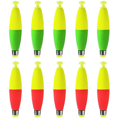Weighted Bobbers for Fishing Floats EVA Foam Snap-on Fishing Bobbers for Crappie Bluegill Panfish Trout Catfish Bass 10 Packs - size: 3"