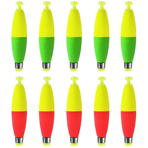 Weighted Bobbers for Fishing Floats EVA Foam Snap-on Fishing Bobbers for Crappie Bluegill Panfish Trout Catfish Bass 10 Packs - size: 1.5"