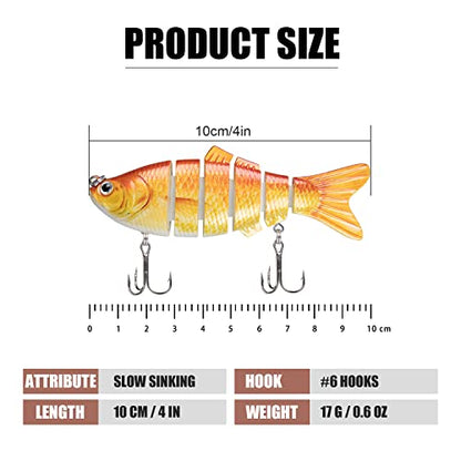 TRUSCEND Swimmax Easy Catch Fishing Lures with BKK Hooks, Wiggling, Vibrating, Rattling and Gurgling for More Bites, Heavy-Duty Dyneema Fiber Jointed Swimbaits for Bass, Trout, Crappie, Walleye, Pike - color: A2-4",0.6oz