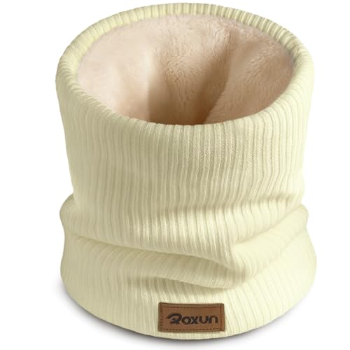 ROXUN Winter Neck Gaiter, Neck Warmer Cover Ski Gaiters for Men/Women | Soft Thick Fleece; Gentle on Skin; Stretchy Fit; Multi-function; Elegant Chic Look; Multi-color Options - color: Cream