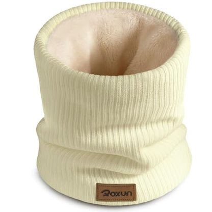 ROXUN Winter Neck Gaiter, Neck Warmer Cover Ski Gaiters for Men/Women | Soft Thick Fleece; Gentle on Skin; Stretchy Fit; Multi-function; Elegant Chic Look; Multi-color Options - color: Cream