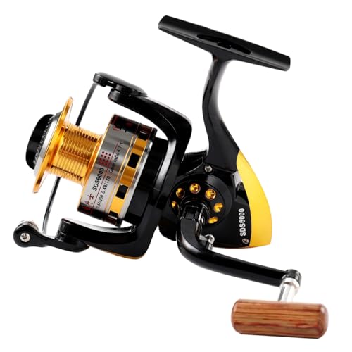 Diwa Spinning Fishing Reels for Saltwater Freshwater 1000 2000 3000 4000 5000 6000 Series Fishing Spool Left/Right Interchangeable Trout Carp Spinning Reel Light and Smooth - style: 5000-black