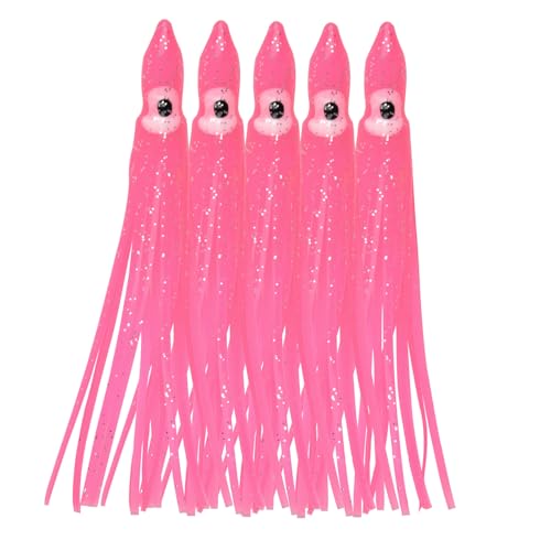 Fishing Squid Skirts Lures Octopus Skirts Trolling Lures Soft Plastic Fishing Tackle Squid Bait for Saltwater Bass Salmon Trout - color: Pink, size: 3.54in - 30pcs