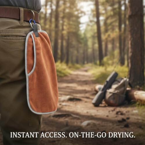 Camping Towel with Carabiner Clip, Soft Fleece for Hiking and Fishing, 12.6 x 7.5 Inches (1 PC)