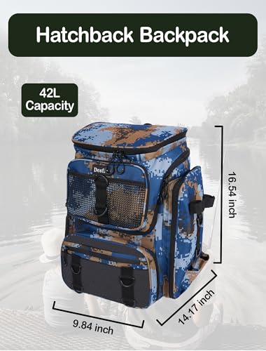 Handor Fishing Tackle Backpack, 50L Capacity, Waterproof Fishing Gear Bag (camouflage blue) - color: Camouflage Blue