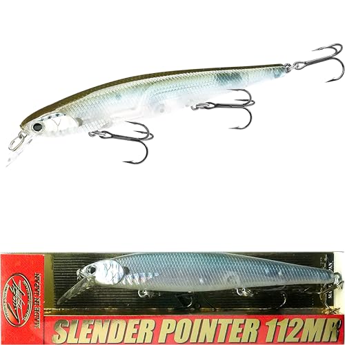 LUCKY CRAFT Slender Pointer 112 MR Fishing Lure, 4.5" Suspending Jerkbait, 4-5 ft Depth, Long Casting, Freshwater Trout and Bass Lures, Bass Fishing Gear and Tournament Hard Bait - color: 283 Silver Cheek Ghost Minnow