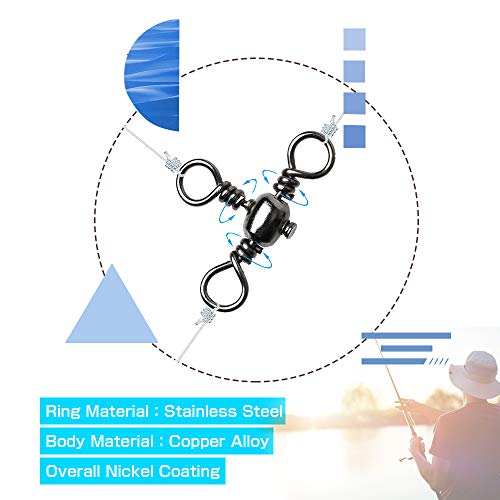 AMYSPORTS Stainless 3way Swivel Fishing crossline swivels 3 Way rigs Saltwater Freshwater Drifting trolling Fishing Tackle Connector for Spoons Minnow baits - size: Size6 (60lb) 25 pcs