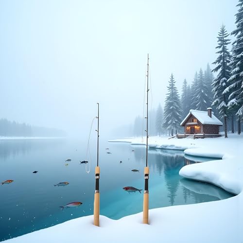 2Pcs LCE Fishing Rod, Fishing Rods Ice Fishing Rods Pen Pole Lures Fishing Tackle Spinning Casting Hard Rod Without Reel Useful and Practical Fishing Rod and Reel Combos Hunting and Fishing (75cm)