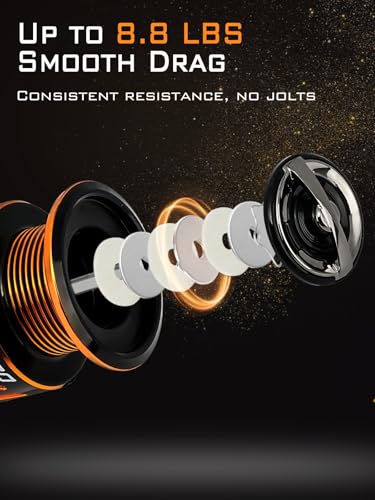 Jenseits Lightweight Spinning Fishing Reel, Sealed Carbon Fiber Up to 20 LB Max Drag, 5+1/6+1BB for Freshwater, 5.2:1 Gear Ratio,CNC Aluminum Spool,1000 Perfect for Ice Fishing, 2000-5000 Series - size: XJ-1000