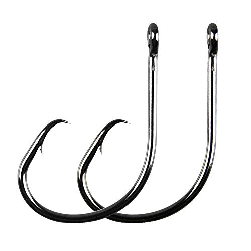 Inline Circle Hooks Saltwater, 100pcs Saltwater Fishing Hooks High Carbon Steel Fish Hook Straight Eye Octopus Hook for Catfish - size: 100PCS 6/0