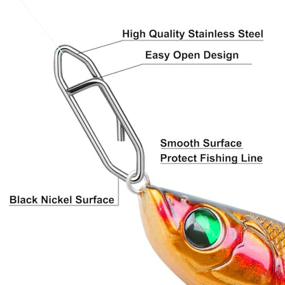 200 Pcs Fishing Power Speed Clips (S:120, M:50, L:20, XL:10), High Strength Stainless Steel Speed Clip for Fishing Lure Quick Change, Freshwater Saltwater Lure Connector Tackle - color: Silver