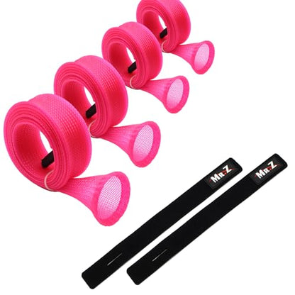 Mr. Z Pack of 4 Casting Fishing Rod Sleeves with 2 Rod Straps Fishing Rod Covers Pole Jacket Rod Socks - color: Pink