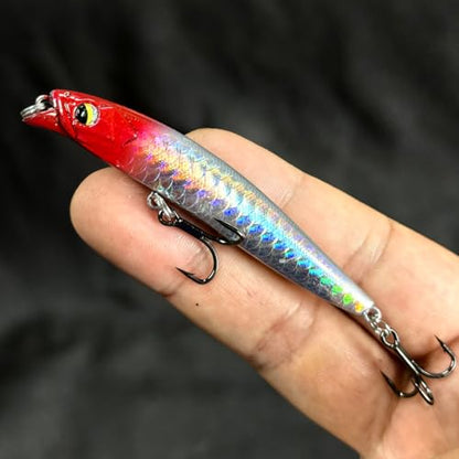 3pcs Saltwater Jerkbait Fishing Lures Sinking Bass Trout Crappie Lure Minnow Pencil Lure Fishing Bait for Sea Bass Fishing Wobbler Hard Crankbait Pesca Bass Carp Pike Fishing (F1-3'' 0.3oz)