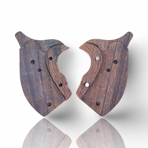 J Round Revolver Grips Compatible with S&W, Real Wood Gun Grips fits Smith & Wesson J Frame Round Butt .38 Special and 9mm Revolvers/Screw Included - color: Fishscale - Brown, size: Walnut Wood