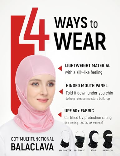 UPF 50+ Balaclava Ski Mask for Men Women - UV Face Mask Motorcycle Shiesty | Windproof, Breathable, Hinge Design, Full & Half Face Coverage, Fits Under Helmet, Snowboarding, Skiing - color: Pink