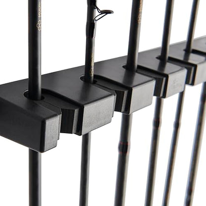 Berkley Vertical Fishing Rod Rack, Stores 6 Rods, Black, Soft Foam Grip Pads Protect Rod Finishes, Durable Construction, Easy to Mount with Common Tools - style: Vertical 6 Rod Rack (New Model)