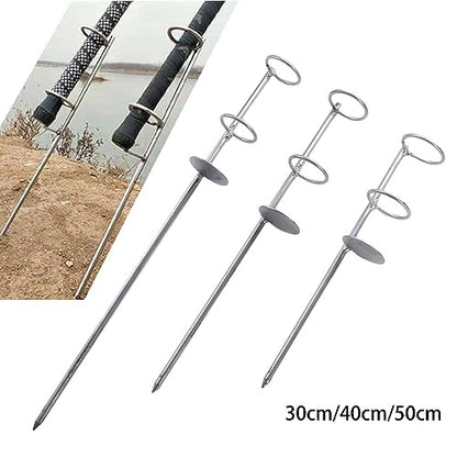 Portable Fishing Rod Holder 30/40/50 cm Stainless Steel Ground Rod Holder Ground Spike Rod Rest Stand Fishing Pole Stand