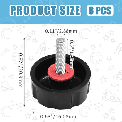 6 PCS Universal Fishing Reel Handle Screw Caps Black | Replacement Parts, For Spinning Reel Handles, Screws Nuts Caps