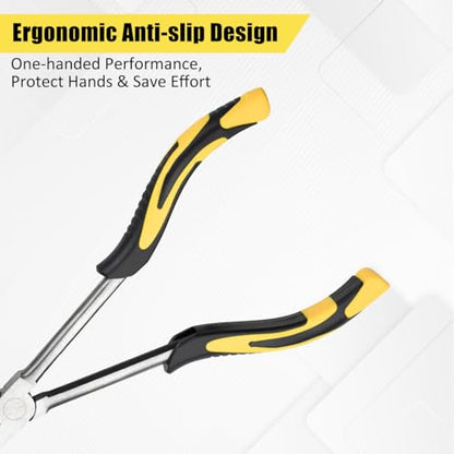 Long Needle Nose Pliers-11’’, for Home,Fishing, Jewelry,Crafts, 2pcs | for Tight Spaces,Paper Clamp Precision, High Carbon Steel, Non-slip Handle,Effort-Saving Design - style: Two-11in