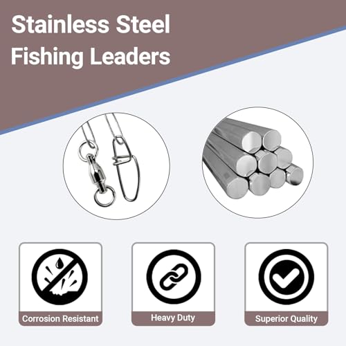 Atibin Rigs Line Fishing Leader Lure Baits Snap Wire Leader Fishing Wire Saltwater Fishing Leaders Stainless White Nickel - size: #3 (15.8in-50lb) 20pcs