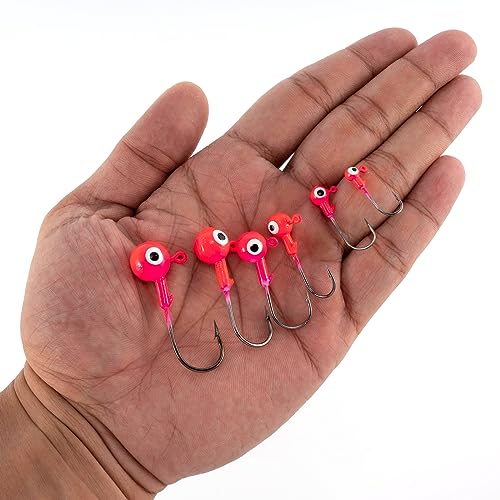 Dr.Fish 20 Pack Fishing Jig Heads, Crappie Jig Round Ball Head Freshwater Fishing Hooks Bass Trout Panfish Walleye Bluegill Saltwater - color: Orange/Yellow, size: 3/16oz-Hook #1