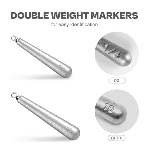 27/30 PCs Free Rig & Drop Shot Weights - Skinny Teardrop Fishing Sinkers (1/8 3/16 1/4 3/8 1/2oz) | Die-Cast Lead-Antimony Alloy | Mixed Kit Available - size: 3/16oz - 30Pack