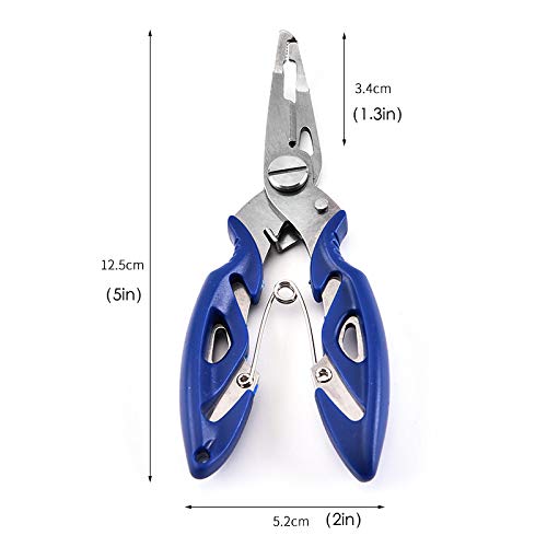 Fishing Pliers Stainless Steel Fish Hook Remover, Saltwater Resistant Fishing Braid Scissors Braided Line Cutter, Split Ring Opener Fishing Tools (5in-3pcs)