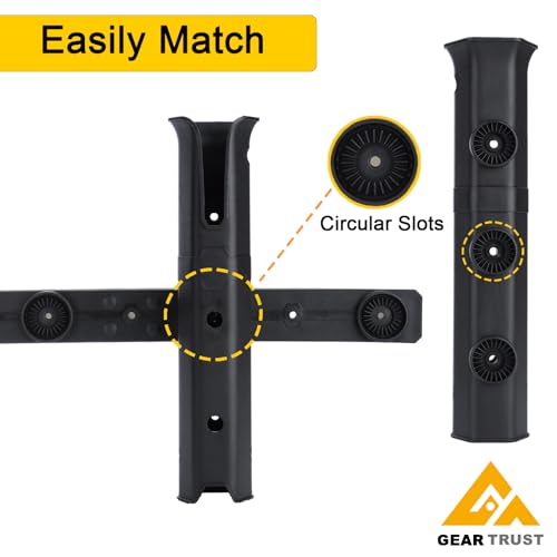 GearTrust Fishing Rod Holders, 4 Rod Holder for Boat Golf Cart & Garage | 4 rod holder for boat. Adjustable tube fishing pole holders for boats, golf cart, cooler, kayak, jetski & john boat. - color: Carbon Black