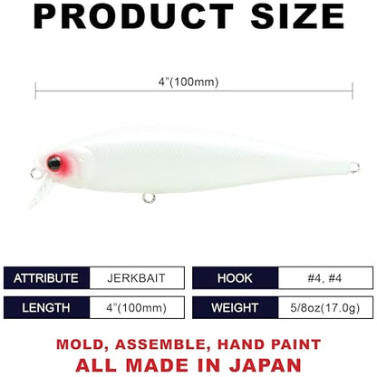 LUCKY CRAFT Pointer 100SR, Jerkbait Side by Side Action Wobbling Freshwater Lake Bass Fishing Bait - color: 335 Sexy Mama