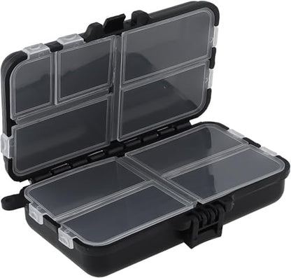 Mini Fishing Tackle Box, Small Fishing Accessories Storage, Double-Layer Lure Accessories Box, 9 Compartments (Black) - color: Black