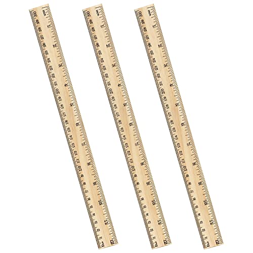 ZZTX 3 Pack Wooden Ruler 12 Inch（30 cm) | 2-in-1 scale design, Durable material, Double level design - color: 3 Pack, 12 Inch