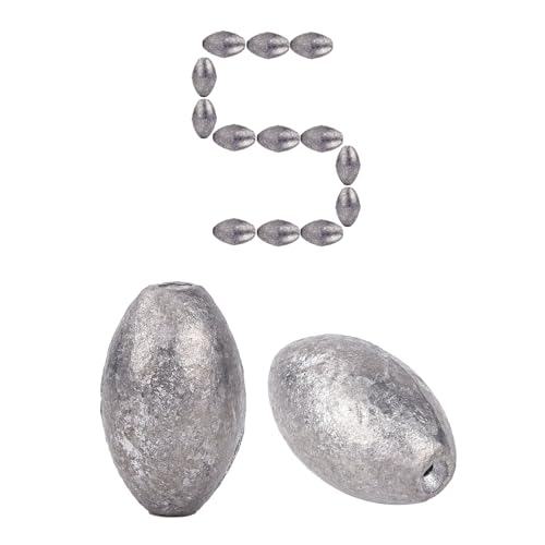 Egg Sinkers Lead Fishing Weights FS/QZ-08 | Oval Fishing Sinkers & Weights,for Texas Rig,Carolina Rig,Catfish Casting,Saltwater Freshwater - size: 1.41oz,5pcs
