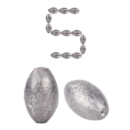 Egg Sinkers Lead Fishing Weights FS/QZ-08 | Oval Fishing Sinkers & Weights,for Texas Rig,Carolina Rig,Catfish Casting,Saltwater Freshwater - size: 1.41oz,5pcs