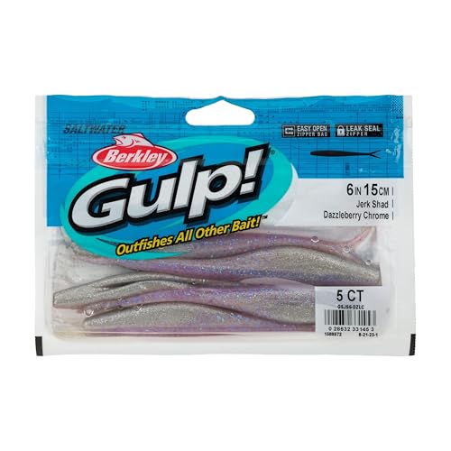Berkley Gulp! Saltwater Jerk Shad Fishing Soft Bait - color: Dazzleberry Chrome, size: 6"