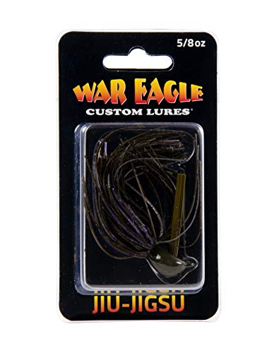 War Eagle Jiu-Jigsu Bass Fishing Lure with Weed Guard and Hole-in-One Style Skirt - color: Green Pumpkin Purple