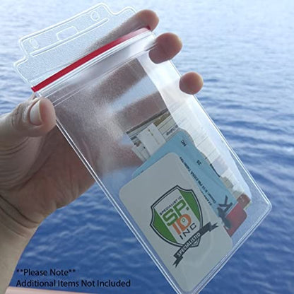 Bulk 100 Pack - Extra Large Waterproof Badge Holder - 4 X 6 Inch Passport & International Immunization Card - Heavy Duty Resealable Zip Top Closure by Specialist ID (Great for Cruise Essentials) - size: 100 Pack