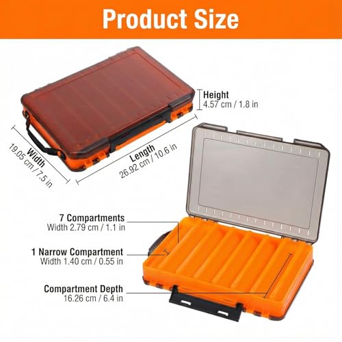 3 Pack Double Sided Fishing Lure Tackle Box, 14 Compartments Clear Plastic Storage Case Organizer, Visible Hard Bait Container for Lures and Jewelry Beads Earring Hook (3 Color)