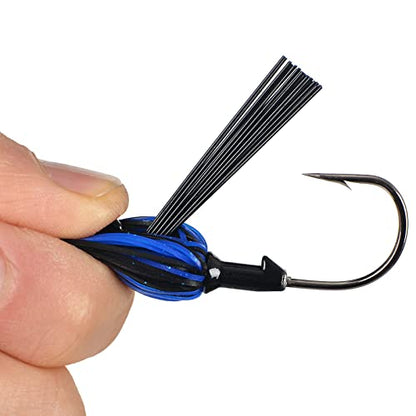 Fishing Jig with Weed Guard, 3/8 oz, Pack of 6 | Silicone Skirt, Multi-Color Fishing Lures for Bass, Walleye, Perch