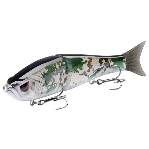 Bassdash SwimShad Glide Baits Jointed Swimbait Bass Pike Salmon Trout Muskie Fishing Lure,3-Pack - color: Grunge Camo + Highland + Ocean Digital, size: 7in/2.2oz
