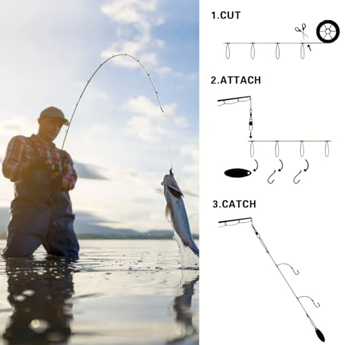 80 Pre-Tied Dropper Loops, 30LB Monofilament Fishing Line, 16 Inch Spacing with 5-6 Inch Loop, Saltwater Freshwater Fishing Leader Rigs for Bottom Fishing