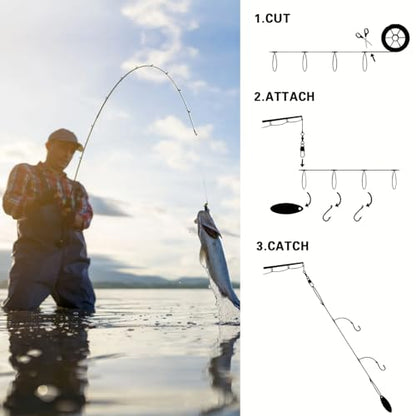 80 Pre-Tied Dropper Loops, 40LB Monofilament Fishing Line, 14 Inch Spacing with 5-6 Inch Loop, Saltwater Freshwater Fishing Leader Rigs for Bottom Fishing