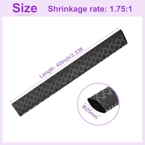 DMiotech Heat Shrink Sleeve Wrap Tubing x Tube Tubing for Fishing Rod Grips and Other Grips, Non Slip - Insulation - Waterproof 40'' Lengths, Dia 25mm Black Scales - color: Black Scales, size: Dia 25mm