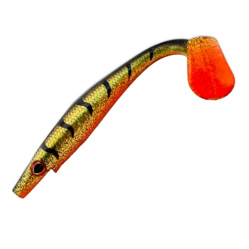 Thump Shad Paddle Tail Swimbait, 6" Soft Lures for Bass, Extra Weight Heavy Kicking Tail for Jig Head & Weighted Swimbait Hook, 3 Pack - color: Golden Shiner